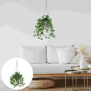 Fiori decorativi Greenery in vaso artificiale: fioriera foglie di fattoria in vite Home Office interno