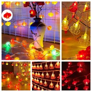 Strings Flashing Red Lantern String Light LED Battery Powered Year 1.5/3M Fuzi Spring Festival