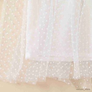 Girl's Dresses Autumn SUmmer Girls Casual Coolred White Mesh With Polka Dot Long Sleeve Dress Beach Dresses