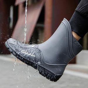 Sandals Rain Boots Men's Medium Tube Brand Fashion Outdoor Waterproof Hiking Work Shoes Car Wash Fishing Shoes Kitchen Work Rubber Shoes