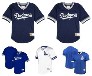 Dodgers personalizzati Mitchell Ness Angeles Cooperstown Los Mesh Batting V-Neck Baseball Jersey Size S-4xl