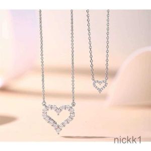 Necklace v Gold High Edition Ti-Co Heart Women's New Women's Full Diamond Cindant Double T Gol Hollow Chain Designer I6QZ I6QZ