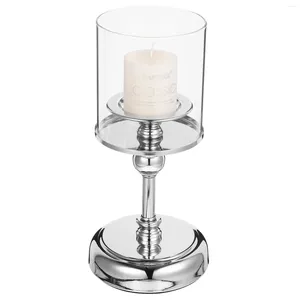 Portacandele Romantico supporto in metallo Supporto per tea light Candeliere da tavolo con tubo di vetro