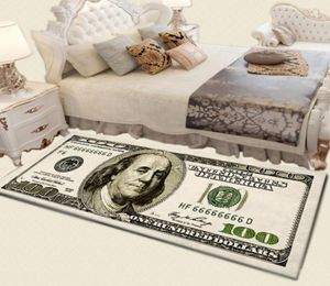 Vintage Currency Money 100 Bill Dollars Malerei Eingangstür Matte Teppich Haus Wohnzimmer Dekor Teppich Rechteck Korallen Fleece Y205531669
