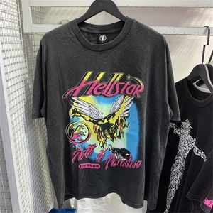 hellstar camisa designer camiseta camisetas gráfico tee roupas hipster vintage tecido lavado rua graffiti estilo rachaduras padrão geométrico alto peso ym