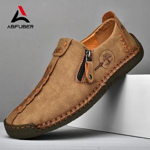 Handgefertigte Leder -Männer Schuhe lässig Slip auf Atmungsflächen Moccasins Tooling Plus Size 231221