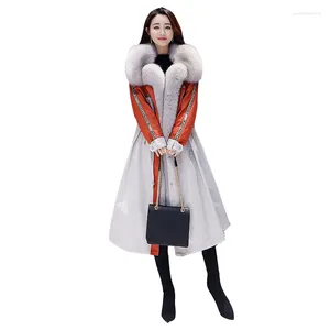 Kadın Trençkotları Parker Pamuk Ceketler Down Pamuk Ceketler Kadın 2023 Kış Koreli İnce Boyut 3xl Kürk Yaka Orta Uzun Şık Ceket Ceket Kadınlar