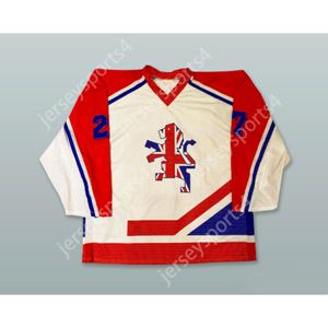 Özel Malo 27 Büyük Britanya Beyaz Hokey Forması Yeni Top Dikişli S-M-L-XL-XXL-3XL-4XL-5XL-6XL