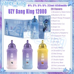 Trevlig Uzy Bang King 12000 puffs engångs cigaretter mesh spole 23 ml pod 650 mAh batteri elektroniska cigs puffs 12k 20 smaker vape penna 0% 2% 3% 5% 5%