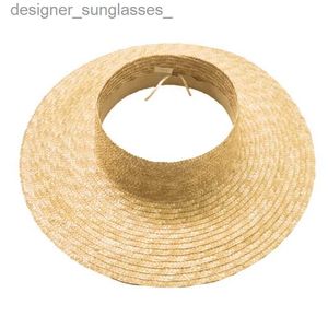 Visors Fashion Puste Top Str Hat Women Summer Wheat Str Wide Brim Sun Hat Outdoor Beach Hat Elegancki zwykły Panama CS Dropshipplingl231218