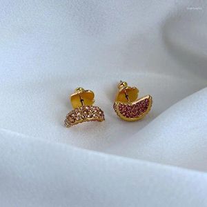 Stud Earrings Fashionable Trend Simple Commuting Small Cute And Sweet Style With Inlaid Watermelon