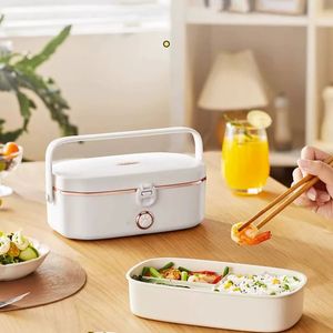 1000 ml elektrische Lunchbox Wasserfreies Heizungs Bento Box Tragbarer Reiskocher Thermostatische Heizung Lebensmittelwärmer für Büro 220V 231221