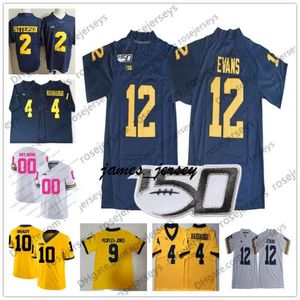 Sylt Anpassa 2021 Michigan Woerines Football Jersey 12 Cade McNamara 25 Hassan Haskins 7 Henne 9 Peoples-Jones 10 Brady Navy White Yellow Pink