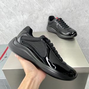 Casual Shoes America Cup XL Patent Leather Sneakers Flat Trainers For Men Leather Nylon Black Mesh Lace-Up Outdoor Runner Trainer Sport Shoe Size EU 38-45