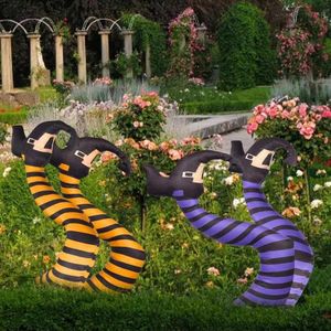 Decorations 2PCS Halloween Upside Down Witch Legs Yard Stake Halloween Yard Decor Wicked Witch Legs Halloween Decor for Outdoor and Indoor Q08