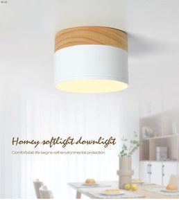 Downlights LED Tavan Noktası Tavan Lambaları Aydınlatma Armatürleri LED 5W Ahşap Downlight SPOGLE Modern Ahşap Yaşam Işığı