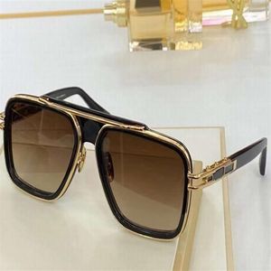 Deisgners Sunglasses for Men Yellow Gold Black Frame Brown Gradient Lens Mens Square Pilot Sungalsses with box229F