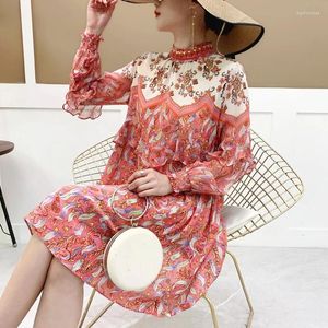 Casual Dresses Pink Floral Silk Women 2023 Summer Brand Long Sexy Office Work Dress Plus Size Slim Fit Drop