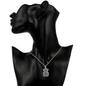 Kvinnors lilla björnform ihålig hänge halsband sterling silver pläterad halsband stsn770 mode 925 silver halsband278d