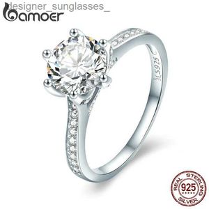 Band Rings Bamoer 3CT 925 Sterling Silver Engagement Ring Round Cut Cubic Zirconia Forever Band for Women Wedding SCR342L231222