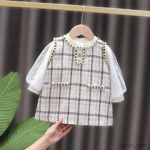 Girl's Dresses 2023 Sweet Fashion Spring Girls Kids Princess Overall Dress+Long Sleeve Tops Blouse 2pcs Children Baby Infant Clothes Set S11950