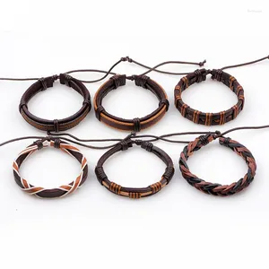 Braccialetti di fascino zg intrecciati di bracciale maschile alla moda versione coreana della semplice tuta retrò in pelle a sei pezzi gioielli maschili