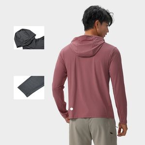 Lu Men Hooded Pullover Sports långärmad Yoga outfit Mens Style H Sweater Fiess Clothes Training LL61170