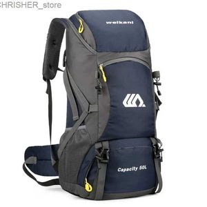 屋外バッグ50Lトラベルバックパックキャンプ男性大型ハイキングバッグツーリストリュックサック防水屋外スポーツクライミングマウンテンザーグバッグLuggagel231222