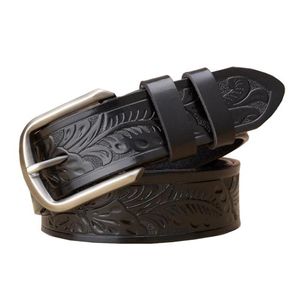 Western Blumendruck Lederstift Schnalle Männer Gürtel Vintage Leder Jeans Kausalhose Männer Belt3147