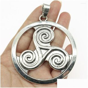 Charms Wysiwyg 1pcs 85x67mm Triple Spirala do biżuterii Making DIY komponenty zabytkowe Sier plated urok wisiorek upuść Dhzpj