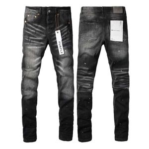 Mäns jeans män lila jeans designer för mens byxa staplade män baggy denim tårar europeiska jean hombre byxor byxor cyklist broderi rippade trendapus