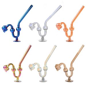 新しいHeady Glass Pipe Electroplate Smoking Skull Oil Burner Bubblerカラフルなタバコツール無料タイプポータブルハンドパイプミニダブリグZZ