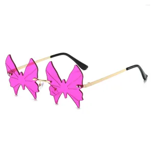 Sunglasses Butterfly Shape Catwalk Glasses European And American Personality Rimless Advanced Sense Dazzling Party Bar