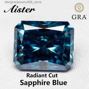 Lösa ädelstenar Nya safirblå Moissanite Stone Radiant Cut VVS1 Lab Diamond Gemstone passerade diamanttest med GRA -rapport Q231222