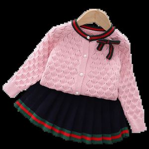Kız uzun kollu kazaklar pilili etek seti sonbahar kış Kore versiyonu moda kolej tarzı tatlı küçük kızlar örtü 231221