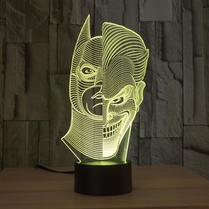 Man Joker de duas caras e Batman 3D Resumo Visual 7 Tipos de cores Mudar as teclas de toque USB LAMPLATEL LAMP286Q