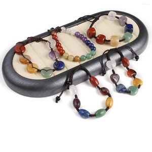 Strand 1Strand Natural Stone Seven Chakra Woven Armband med justerbar storlek charmiga kvinnor män smycken tillbehör parti dagliga gåvor