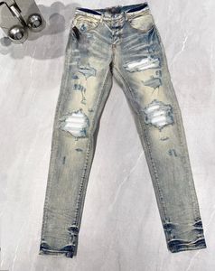 Męskie dżinsy Purple Brand Designer Zniszczyło jeansowe spodnie rozryte zmartwione chude, szczupłe spodni