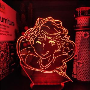 Haikyuu Iwa-chan Oikawa ledde 3D-illusion Nattlights Anime Lamp 7 Färgbyte Lampara för Xmas Gift274s