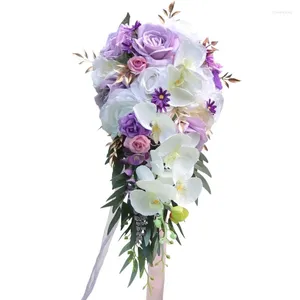 Fiori decorativi a cascata a cascata a cascata per nozze per bouquet lacrima sposa con bouquet con fiore
