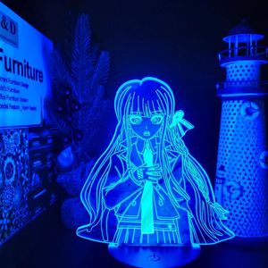 Danganronpa kirigiri kyouko 3d anime lampa illusion led färg förändrade nattljus lampara för jul gåva276w