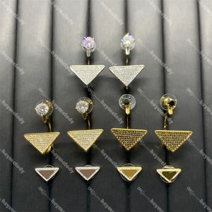 New Inverted Triangle Diamond Earrings for Women Temperament Exquisite Earrings Letter Designer Rhinestone Eardrops Danglers With Box