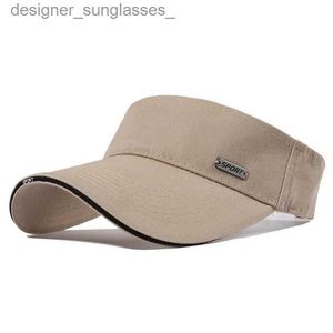 Visors Nowe 2023 Summer Men Women Sun Hat Bawełna Regulowana Ochrona Visor UV Pusta Top Solid Sport Tennis Golf Suncreen Baseball CL231217