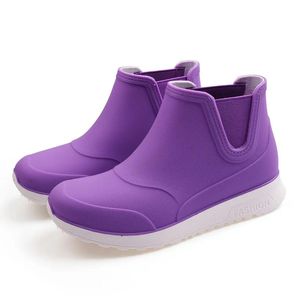 Boots Ankle Rain Shoes Women Waterproof Water Shoes Ankle Pvc Rainboots New Female Fashion Solid Fishing Boots Slip On Winter Cotton