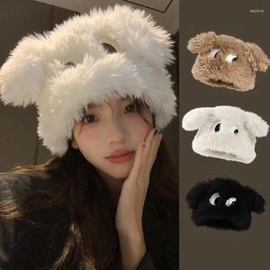 Berets Funny Long Cartoon Ear Plush Beanies Hat For Women Girl Soft Fluffy Fur Solid Color Winter Warm Cap Outdoor Windproof Bonnet