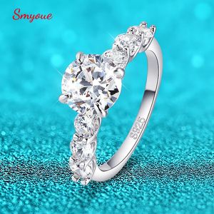 Smyoue 3.2CTTW Full Wedding Rings for Women 7 Stones Sparkling Lab Diamond Band with Certificate S925 Sterling Silver 231221