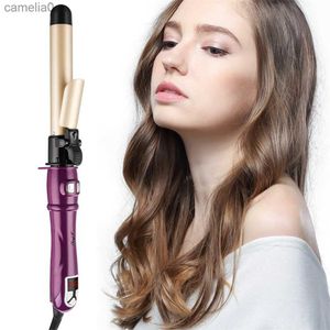 Hair Curlers Straighteners CkeyiN 28mm Hair Curler Tourmaline Ceramic Fast Heating Curling Iron LCD Display Rotating Roller Auto Rotary Styling ToolL231222