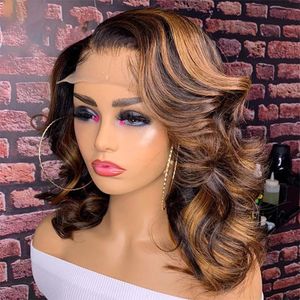 Wigs Glueless Highlight Bob Wig Human Hair Wear and Go Body Wave Lace Front Wig for Women Brazilian Preplucked Pre Cut Closure Wig