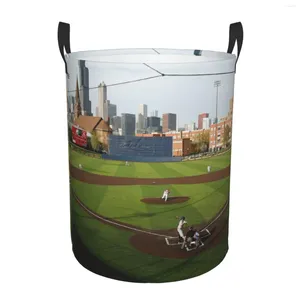 Laundry Bags Baseball Pattern Baskets Bedroom Hamper Collapsible Waterproof Oxford Fabric With Handle Foldable Cloth Washing Bin