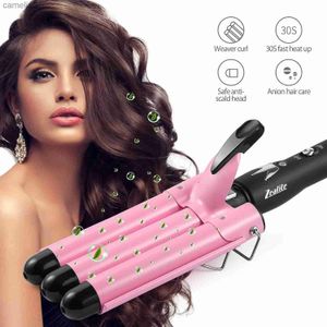 Prostownicze lokówek do włosów 3 lufę Iron 1 -calowy wahadło włosów Curling Iron Regulowane 25 mm Curling Iron na długie lub krótkie włosy Podgrzej szybko LL231222